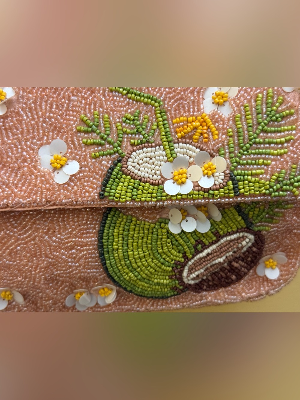 Sol and Mer handcrafted beaded Pink Floral Coconut Bag NWT Tik Tok viral. - Picture 3 of 11